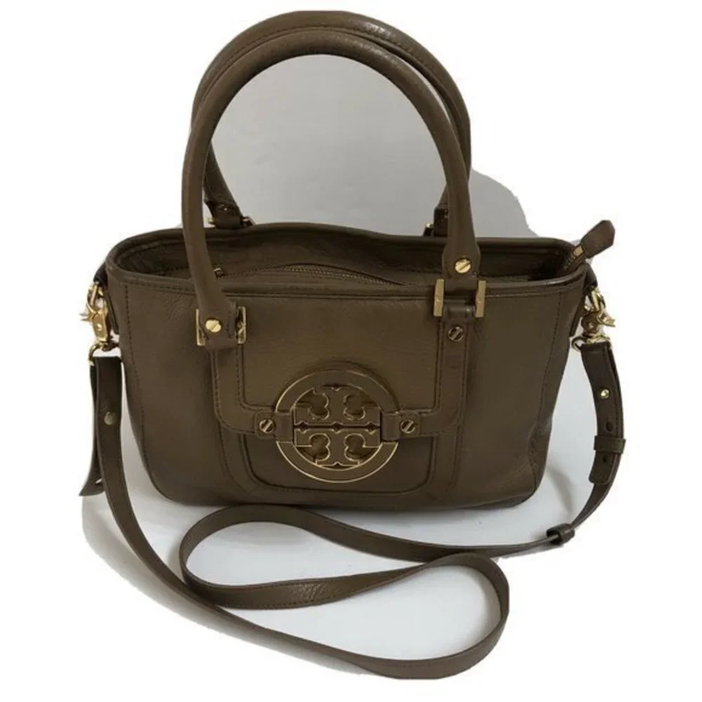 Tory Burch Handbag Satchel Leather Taupe